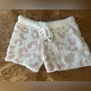 POL Fuzzy White and Pink Cheetah Print Lounge Shorts size M